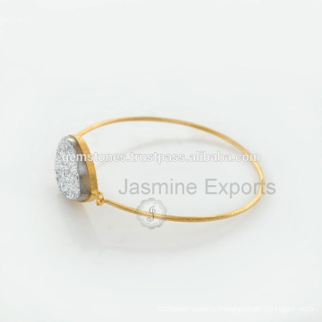 Handmade Best Designer Silver Bezel Setting Bangle, wholesale Vermeil Gold Bezel Gemstone Bracelets Manufacturer